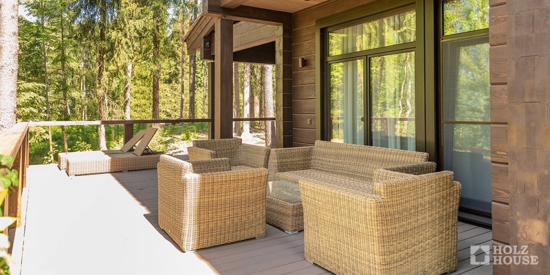 Двухэтажный дом из клееного бруса с террасой и балконом по проекту Австрия v4 - фото 14 на сайте Holz House